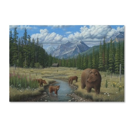 Robert Wavra 'Checking Things Out - Grizzlies' Canvas Art,16x24